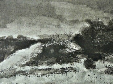 Imaginarni predeo (crtež, kombinovana tehnika na kartonu 30x40cm) 2007.
