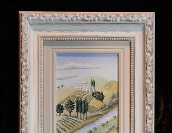 Ulje na kaširanom platnu (25×9.5cm),beli ram