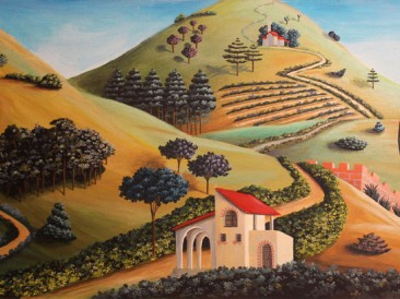 Valoviti predeli – Wavy landscape (akrilik na kaširanom platnu, 23x45cm) 2013.god.