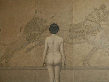 Asurbanipalov Lov (platno,ulje,akril,pesak,lepak 210x170cm) 1980.god.