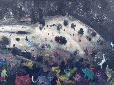Dosta je bilo – Ciklus “Goodbye childhood” (grafit i olovke u boji, 0,9×1,1m) 2008.