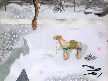 Početak velikog pakovanja – Ciklus “Goodbye childhood” (grafit i olovke u boji, 0,9×1,1m) 2009.