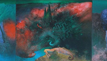 Secrets of Mediterranean – Green Sky (oil on canvas, 50x140cm)