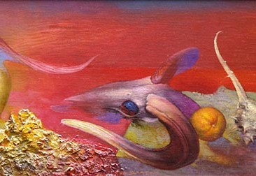 At sunset (oil on wooden board, 23x61cm)