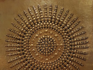 Transmutation circle – Byzantine (metal, rivets, oil on masonite, 101x101cm)