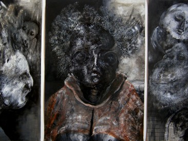 Starica i smrt (kombinovana tehnika na papiru, 50x70cm) 2016. god.