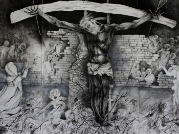 Raspeće (tuš na papiru, 210x100cm)