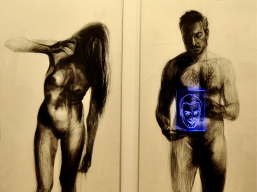 Communication (crtež, svetlosni crtež, miks mediji, 150x160cm)
