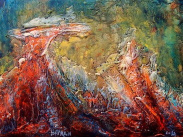 Iz ciklusa ”Zapisi sa Meteora” no.291 (komb. tehnika, 25x35cm) 2018.god.