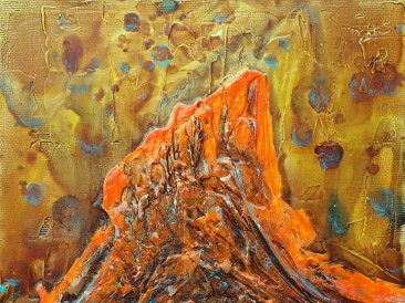 Iz ciklusa ”Zapisi sa Meteora” no.163 (komb. tehnika, 20x20cm) 2016.god.