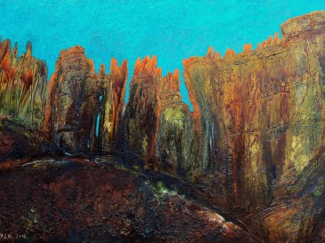 Iz ciklusa ”Zapisi sa Meteora” no.07 (komb. tehnika, 70x100cm) 2014.god.